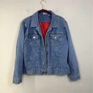 Chico's Design Denim Jacket Size 1 Small Blue Button Front Classic